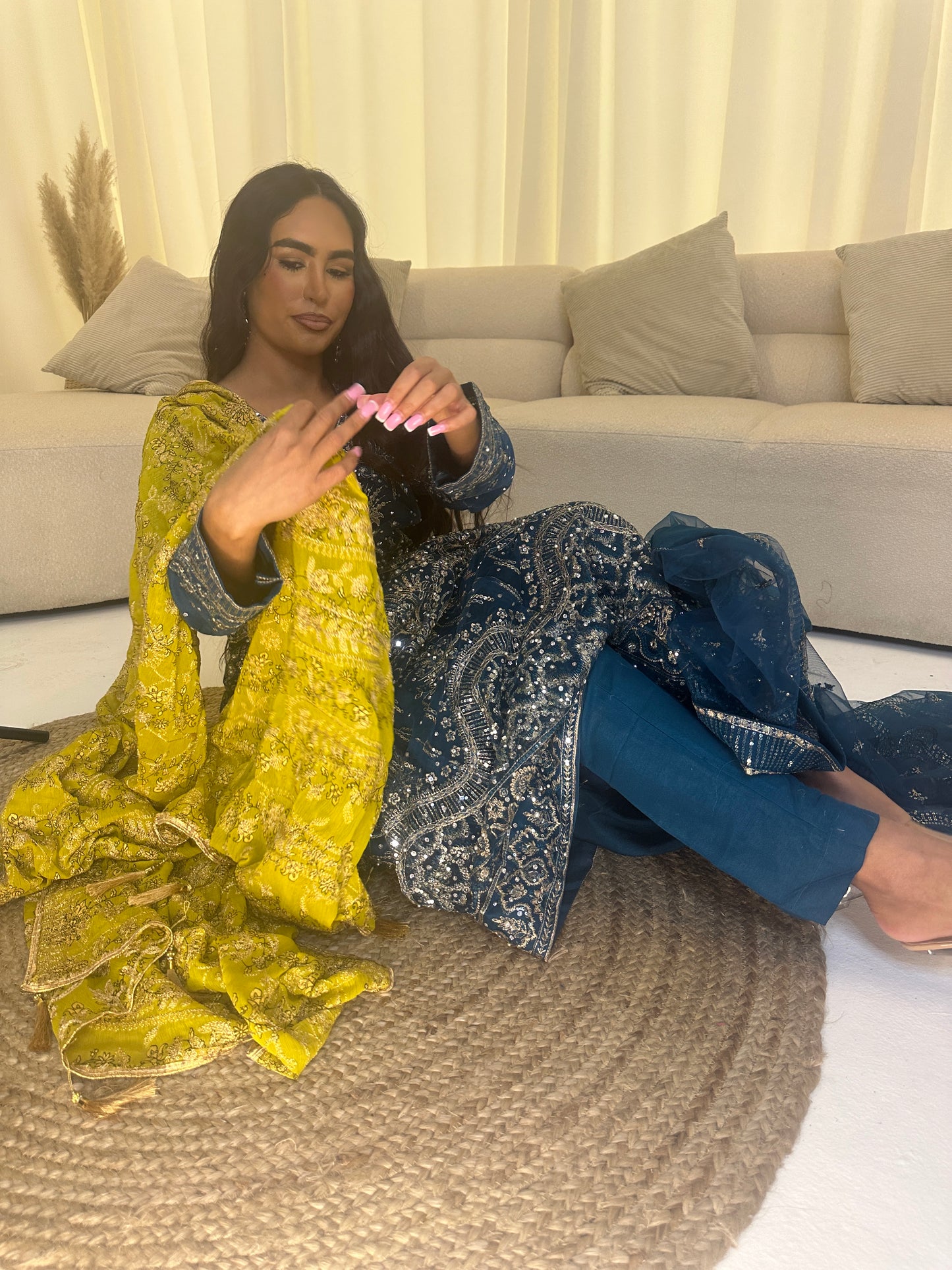 LIME GREEN contrast dupatta