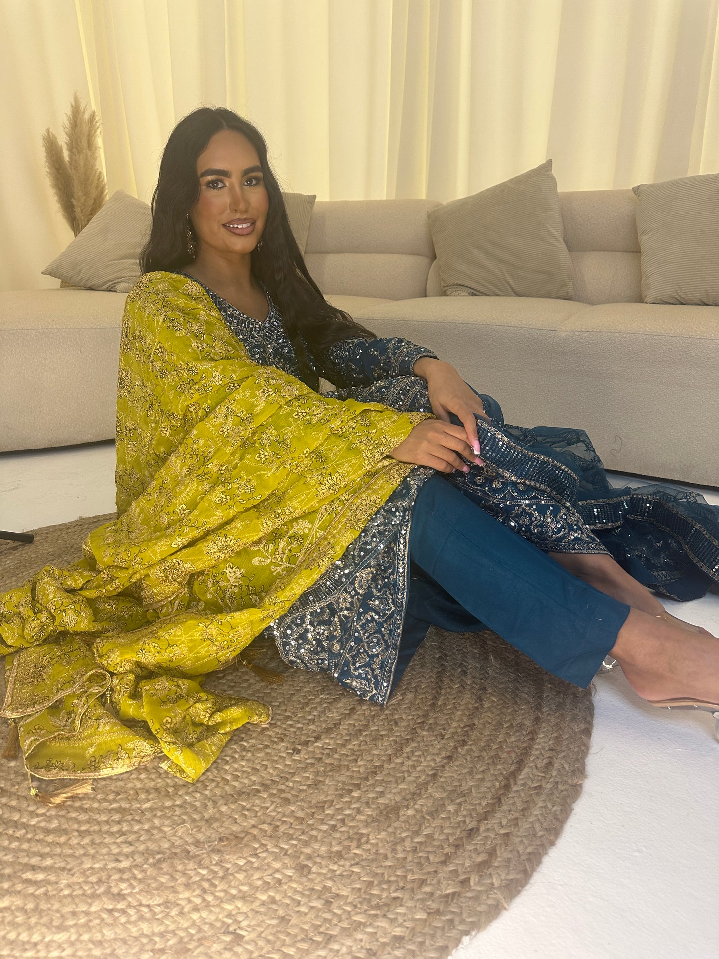 LIME GREEN contrast dupatta