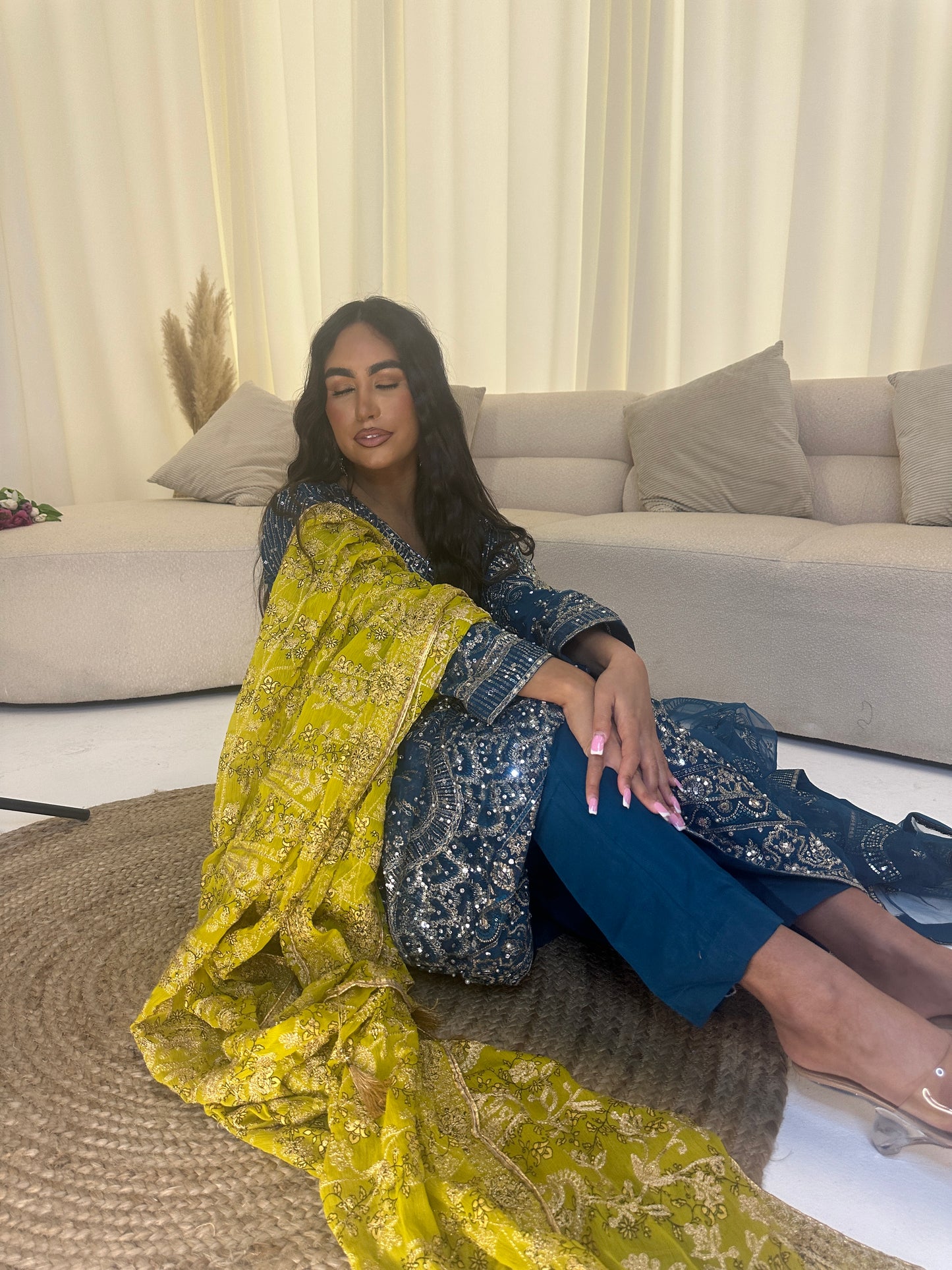 LIME GREEN contrast dupatta
