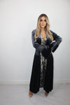 KAYA grey velvet maxi jacket style