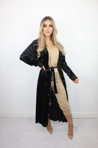 ANAYA black and pearls velvet maxi jacket style