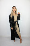 ANAYA black and pearls velvet maxi jacket style