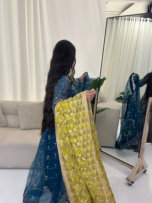 LIME GREEN contrast dupatta