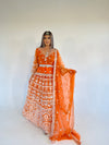 IYZA orange mirror work lengha style