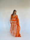 IYZA orange mirror work lengha style