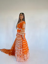 IYZA orange mirror work lengha style