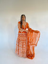 IYZA orange mirror work lengha style